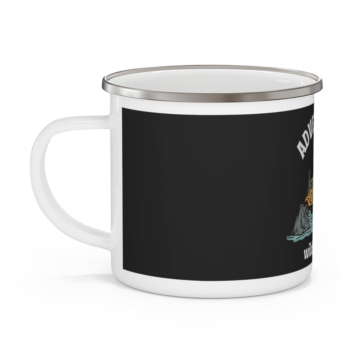 Adventure Begin – Wild and Free travel and outdoor coffee mug inspired by road trips, nature, and off-road exploration. Perfect gift for adventurers and campers.
